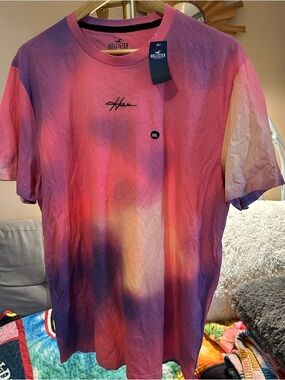 Hollister Sunset Tie-Dye Crewneck Tee - Pink Purple Coral